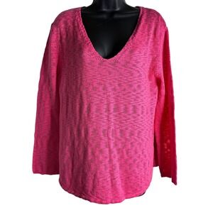 HIHO Lightweight Loose Knit Sweater Coral Pink V‎ Neck Sz Small Boutique Coastal